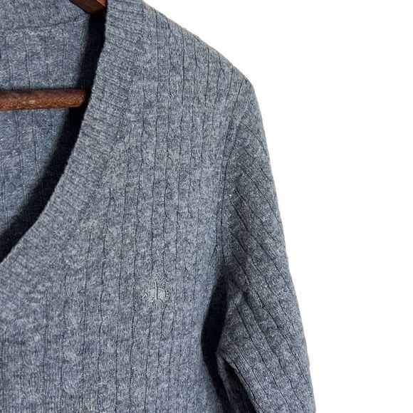 346 Brooks Brothers 100% Lambs Wool V Neck Cableknit Sweater - Picture 3 of 7
